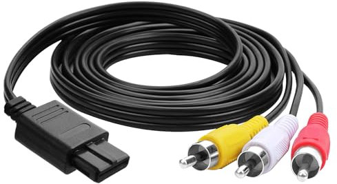 Cable AV Audio Video RCA pour Nintendo N64 Gamecube SNES GC NGC, Câble D'alimentation Stéréo Audio Vidéo AV RCA Compatible avec Consoles Nintendo 64, 1.8m
