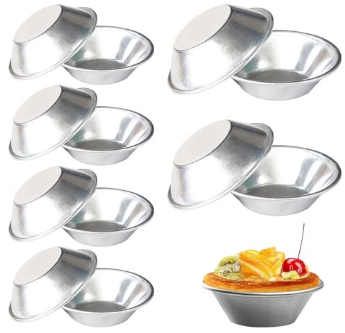 Lechisenop 12 Pcs Aluminum Egg Tart molds Yorkshire Pudding Tin Resuable Pudding Moulds Cupcake Cups Non-Stick Mini Baking Pudding Tins Set for Egg Tart Baking Tray Cupcake Cup