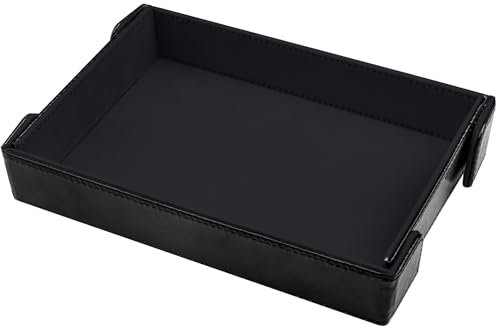 SIQUK Magnetisches Würfeltablett Rechteckiges Würfelbrett Faltbar Würfelbretter Samt Leder Würfelteller für Dungeons and Dragons, Schwarz