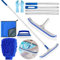 ZPQAODI Pool Reinigungsset 6 Stück, Pool Zubehör Reinigung Set, Poolbürste mit 160cm Längenverstellbarer Aluminium Griff, Handschuhe, Lumpen, Handheld Pool Bürsten Set für Pool Reinigung