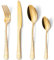 HONKKU 16 Pieces Cutlery Set Gold for 4 People, Stainless Steel Knife and Fork Set with Laser Flower Pattern, Mirror Polished Silverware Set Ideal for Home Party Restaurant, Dishwasher Safe