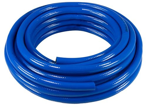 SeKi Tubo per aria compressa da 20 m, 10 mm, tubo in PVC da 3/8, per compressore, flessibile, resistente all'abrasione e rinforzato in tessuto fino a 20 bar