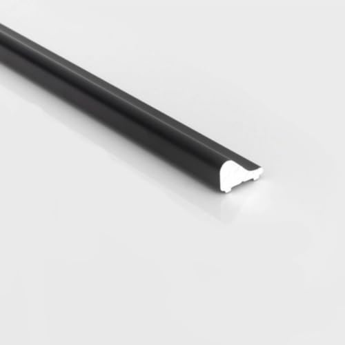 WITEN&NOCK Aluminium Schwallleiste Schwallprofil Duschdichtung Schwallschutzleisten Set Endstücke und Eckverbinder (Schwarz, 100cm Schwallleiste)