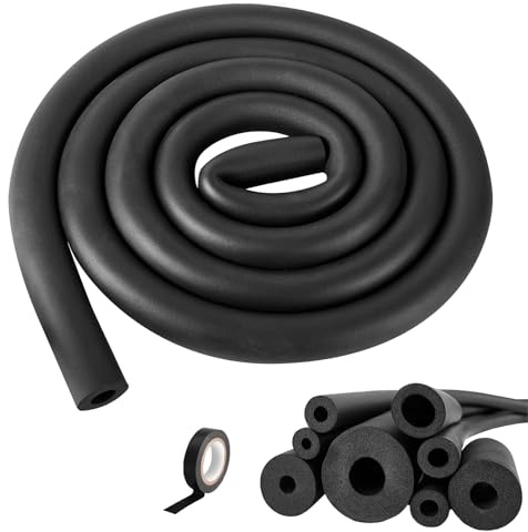Rohrdämmung Ø16 mm / 9 mm Rohrisolierung Schaumstoff Schwarz 1,8 m – Isolierung Heizungsrohre, Selbstdichtende Rohrisolierung inkl. Schwarzem Klebeband