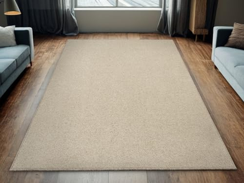 AKCILA Nelson Wollteppich 200x250 cm Beige – Wohnzimmer Teppich Modern Kurzflor/Loop – Teppich Wohnzimmer, Schlafzimmer & Flur – Günstig, Fußbodenheizung Geeignet