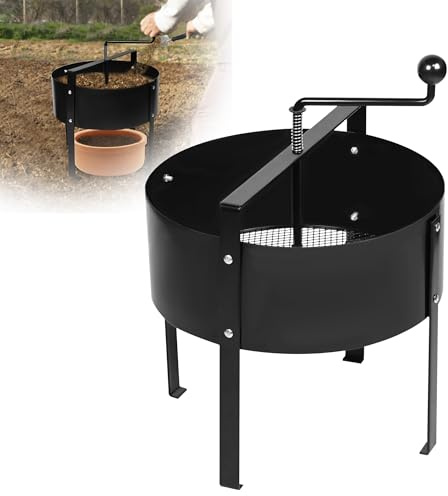 TATIVALO Gartensieb Ø 40cm – Manuelles Drehbares Bodensieb & Kompostsieb mit Handkurbel, Sandsieb, Handkurbelsieb Erdsieb für Garten, Kompost & Boden, Robust & Einfach zu Bedienen