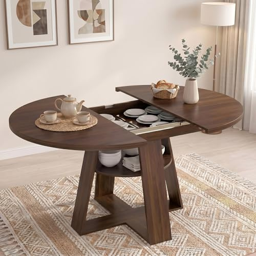 CKKNN Esstisch Ausziehbar 100-140B cm,Esszimmertisch Oval für 4-8 Personen | Flexibel erweiterbar,X-förmiger Sockel, Offene Ablagefacher,Verstärkte Tischplatte, Leicht zu reinigen,für Küche,Wohnzimmer