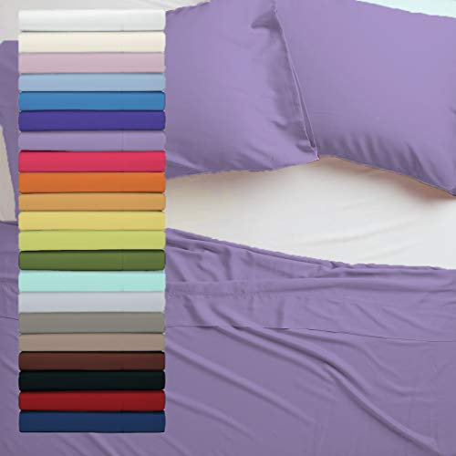 Tata Home Lenzuolo sopra 100% Cotone Misura cm 150x300 Letto Singolo 1 Piazza Colore Lilla Made in Italy 57 Fili al cm2