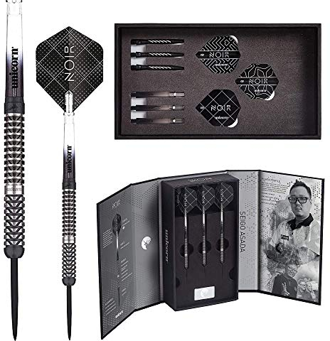 Unicorn Seigo Asada-Noir 90% Tungsten Dartpfeile mit Stahlspitze, Schwarz, 25 g