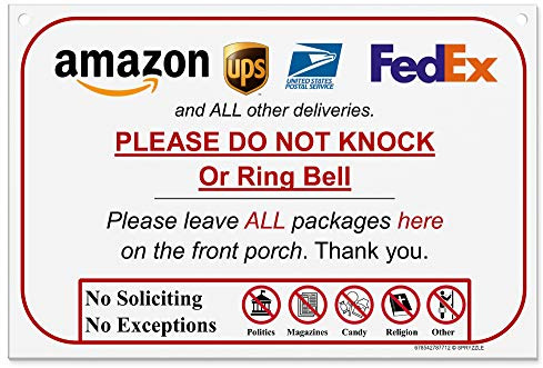 Leave Package Sign - Do Not Knock or Ring Bell (Do Not Knock - No Reason (Hang Sign))