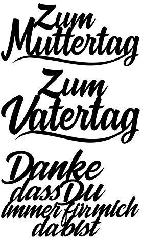Ideen mit Herz Stanzschablonen | Schriften | Muttertag & Vatertag | 3,8 cm bis 8,2 cm | 3 Stück