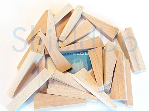ShieldUp Hartholz-Fliesenkeile | Holz-Abstandhalter | 25 Stück