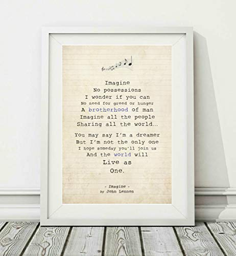 Didymus Co John Lennon – Imagine – Songtext Kunstdruck (ungerahmt) – Größen A4 A3 (A3)