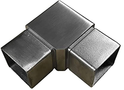 Ecke 90° für Quadratrohr 40x40 x 2 mm Edelstahl Steckfitting Quadratrohrverbinder Quadratrohrbogen Flansch Verbinder