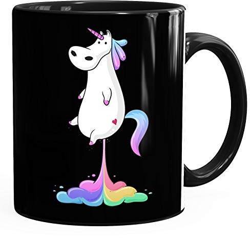 Kaffee-Tasse Einhorn Pups glänzend MoonWorks® schwarz unisize