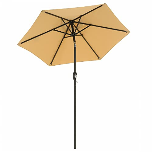 SONGMICS Ombrellone da giardino 210 cm, protezione solare UPF 50+, Ombrellone, Inclinazione 30°, con manovella, per terrazza, balcone, piscina, senza supporto, tortora GPU202K01