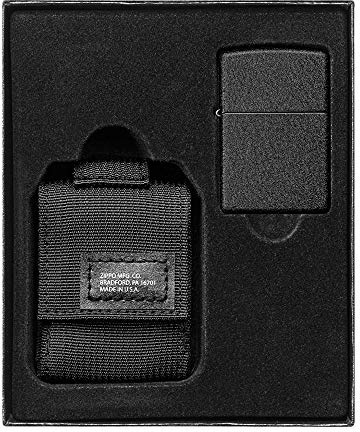 Zippo Black Tactical Pouch and Black Crackle Windproof Lighter Gift Set