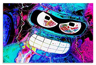 WUSOP Fondo De Pantalla Bender Futurama Poster dekorative Malerei Leinwand Wandkunst Wohnzimmer Poster Schlafzimmer Malerei 16x24inch(40x60cm)