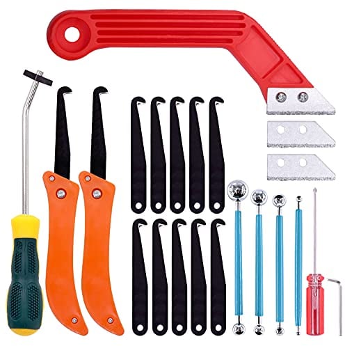 Mardatt Grout Remover Tool Kit, 22 Pcs Including Grout Saw, Knife, Screwdriver, Ball Stylus Dotting Tools, Caulking Edge Tool, High Hard Metal Tungsten Steel