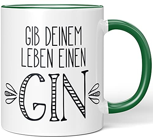 JUNIWORDS Tasse, Gib deinem Leben einen Gin, Wähle Farbe, Grün