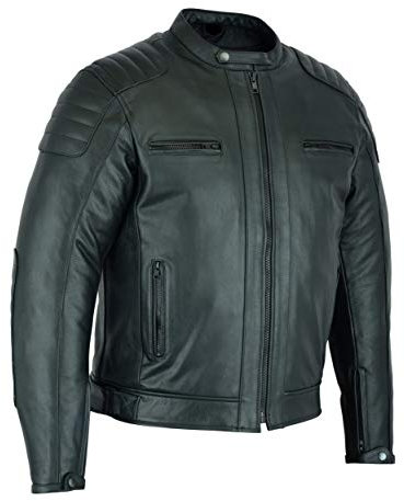 Herren Motorradjacke Leder Urban R-50, Schwarz , 10XL