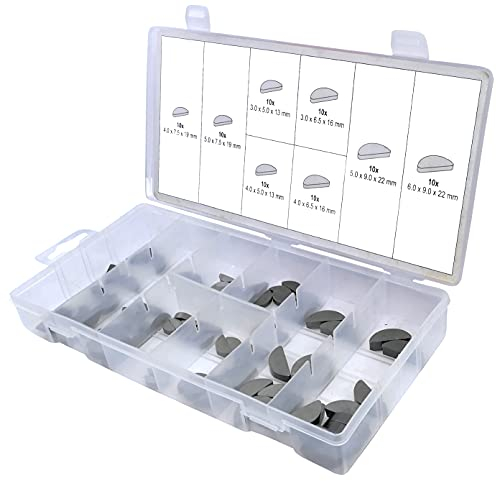 AERZETIX - C52594 - Lotto/Scatola Assortimento di 80 chiavette/cunei albero motore - DIN 6888 - in Acciaio