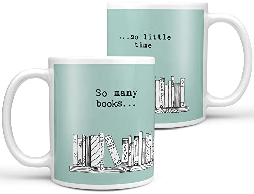 NOT JUST A PRINT Book Themed Mug Gift Set for Reader or Reading Fan So Many Books So Little Time