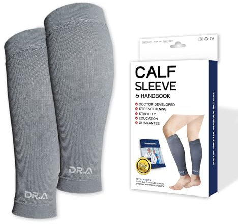 Dr. Arthritis - Manchon Compression Mollet pour Hommes et Femmes - Chaussettes de Contention pour Soulager les Douleurs de la Jambe, Tibia, Récupération Musculaire, Varices [XL, Gris, 1 Paire]