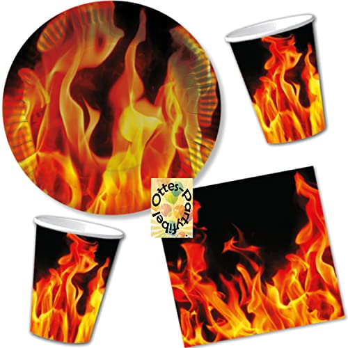 Lager-Feuer-Grill-Party-Set 40tlg. - für 10 Gäste 10 Teller 10 Becher 20 Servietten