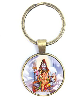 Schlüsselanhänger mit Ganesha-Statue, Hindu, Ganapati, Vinayaka, Gott, trendiger indischer Buddhismus, Schmuck für Damen und Herren, weiß, L