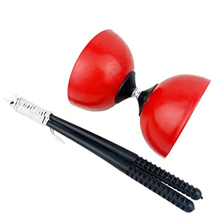HWASH Costume De Diabolo À Double Tête, 5,71 X 4,72 X 4,72 Pouces Jeu Intéressant Matériau Respectueux De l'environnement Yoyo Chinois avec Bâtons De Diablolo Colorés for L'extérieur Et L'intérieur
