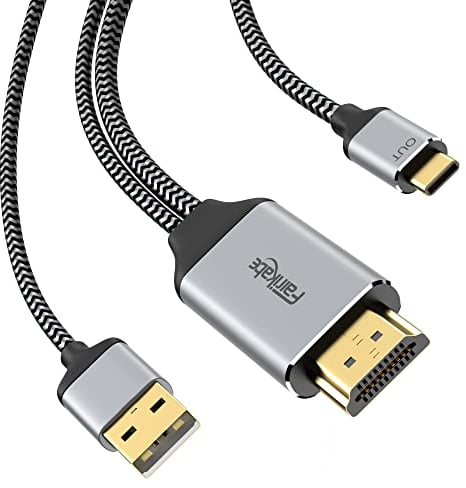 Câble HDMI vers USB C 4k@60Hz, câble adaptateur HDMI vers USB Type C 2 m avec câble d'alimentation USB, compatible pour MacBook Pro, Nreal air, iMac, XPS, moniteur portable tactile