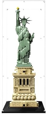 APRILA Acryl Vitrine für 21042 Architecture Freiheitsstatue, Staubdichte Vitrine Transparente Schaukasten Aufbewahrungsbox für Modelle Sammlerstücke, 20 x 20 x 50CM (Nur Vitrine)