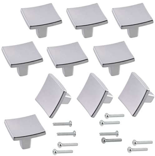 AERZETIX - C64416-10er-Set Möbelgriffen/Knöpfe quadratische für möbeltür höhe 27/20 mm - schrank wandschrank schublade einrichtung dekoration küche wohnzimmer montage - metall - finish: silber matt