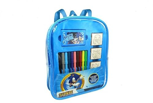 Generico Multiprint- Zaino Sonic -Confezione da 1 Kit di Disegno per Bambini, Multicolore