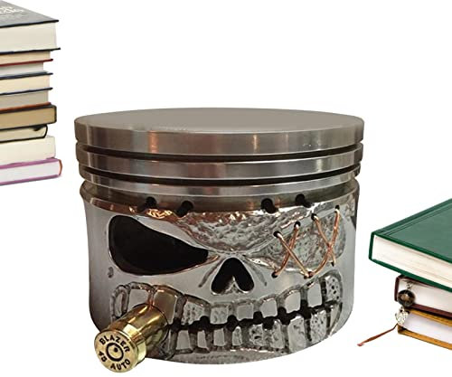 LOSOO Schnitzende Kolben-Schädel-Gesichts-Skulptur | Schnitzkolben Schädel Gesicht Skulptur Harz Kunst Figur,Langlebige Ornamente für Auto-Enthusiasten, Büro, Zuhause, Tisch, Schreibtischdekoration
