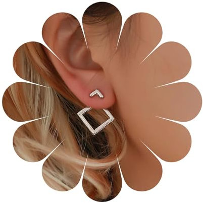 Aneneiceera Vintage Quadratische Ohrstecker Ohrringe Silber Hohl Quadratische Ohrringe Quadratische Ohrstecker Geometrische Pfeil Ohrringe Minimalistisch Vorne Schmuck Für Frauen Und Mädchen (silber)
