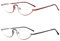 MMOWW 2 Pairs Half Frame Cat Eye Reading Glasses for Men Women Metal Slim Lightweight Readers Semi Rimless Eyewear with Spring Hinge (Red+Gray, +2.0)