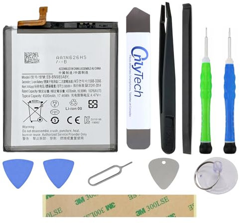 OnlyTech - Kit di riparazione Batteria per Samsung Galaxy Note 20 Ultra/Note 20 Ultra 5G SM-N986-4500mAh - con 10 Strumenti e Adesivo