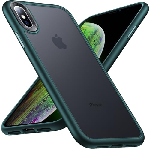 Anqrp Zero Serie für iPhone X/XS Hülle, Minimalistische Transluzente Matte Slim Schutzhülle, Stoßfest Dünn Handyhülle für iPhone X(10)/XS mit Silikon 5,8 Zoll, Dunkel Grün