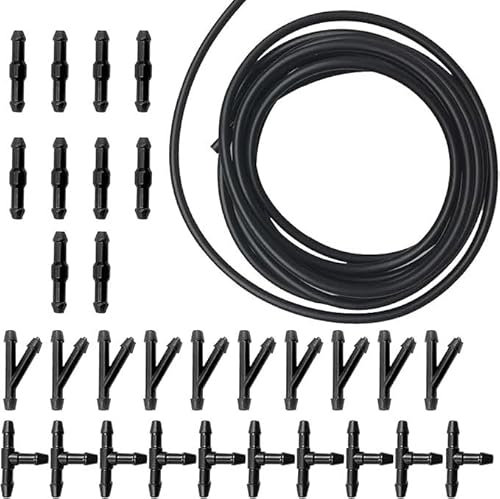 Manguera universal para lavaparabrisas de 500 cm, manguera para automóvil, kit de reparación de manguera de líquido lavaparabrisas, con 30 conectores de manguera
