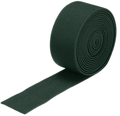 sourcing map Fascia elastica larga in twill, doppio lato, 3 cm, piatta, 1,8 m, per cucire, colore: verde scuro