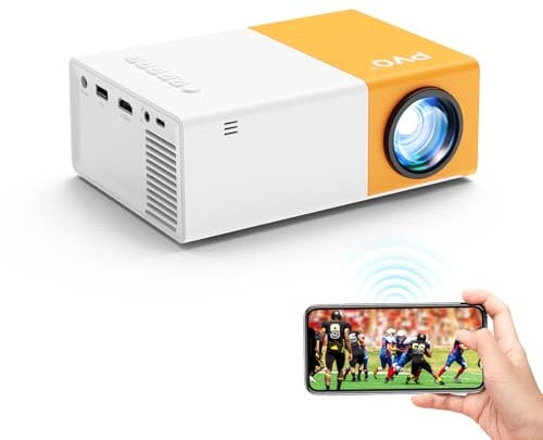 PVO Proiettore Portatile WiFi, Schermo del Telefono può Essere Specchiato al Proiettore in Modalità WiFi o Tramite Cavo Dati, Compatibile con SmartPhone/Tablet/Laptop/TV Stick/USB/Type-C