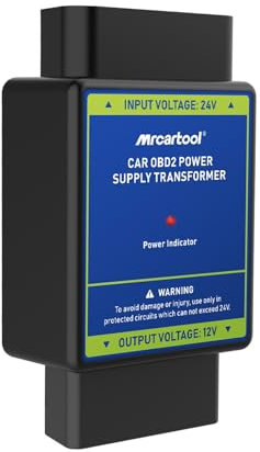 MRCARTOOL 24V auf 12V OBD2 Netzteil Transformator 16 Pin OBD Netzteil Konverter OBD2 Spannungswandler, 24V Eingangsspannung auf 12V Ausgangsspannung, Auto-Spannungsreduzierer für Auto Elektronik