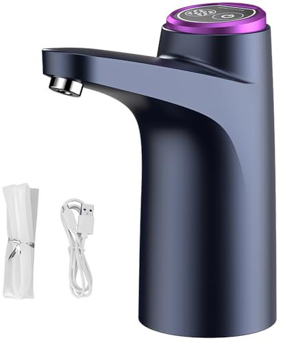 Electric Water Bottle Pump, Portable Water Dispenser USB Charging Drinking Water Pump for Home & Office, Universal Fit for 5-18L Bottle Capacity, Black
