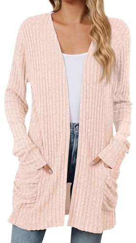 DHYUEN Strickjacke Damen Kurz Sommer Top Leichte Jacken Damen Sommerjacken Damenjacken Sommer Damenbekleidung Cardigans Herbst Strickjacken Kimono Strickjacke Lang Damen Strickjacke Oberteile（Rosa，M）