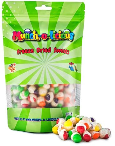Munch-o-licious Chuches Liofilizadas - Gominolas Fresa Liofilizada, Naranja, Limón, Lima, Grosella Negra - 100g Dulces de Colores - Resealable Pack, Regalitos, Fiestas, Snacks - Freez Dried
