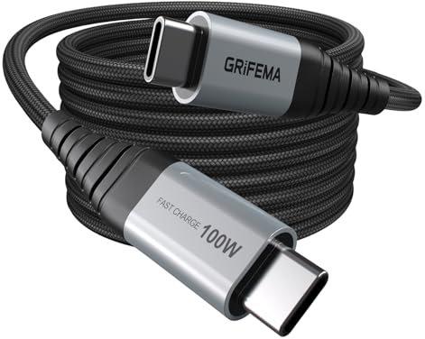 GRIFEMA Cable USB C, 2m 100W PD 5A, Carga Rápida QC 4.0, Nylon Trenzado, Cable de Datos para iPhone 16 15, Samsung S23 S22, iPad Pro, MacBook, Google Pixel y Más