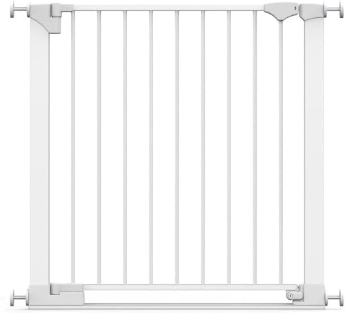Safetots SafeStep Gate, White, 82cm - 89cm, Extra Low Walkthough, 67cm Extra Wide Doorway, One Piece Extra Wide Gate for Stairs, Hallways and Doors, Baby and Toddler, Easy Installation