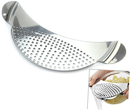 PRETYZOOM Colador De Acero Inoxidable Clip En Colador Para Ollas Sartenes Escurridor De Pasta Con Asa Pasta De Fideos Espaguetis Escurridor De Frituras De Pasta Colador De Espaguetis Silver